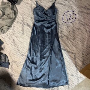 Steel blue bridesmaids dress